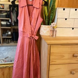 Gal meets Glam coral wrap dress